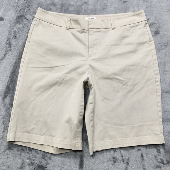Dockers Shorts Womens 12 Tan Beige Khaki Ideal Fit Metro Bermuda Casual Office - Picture 1 of 10